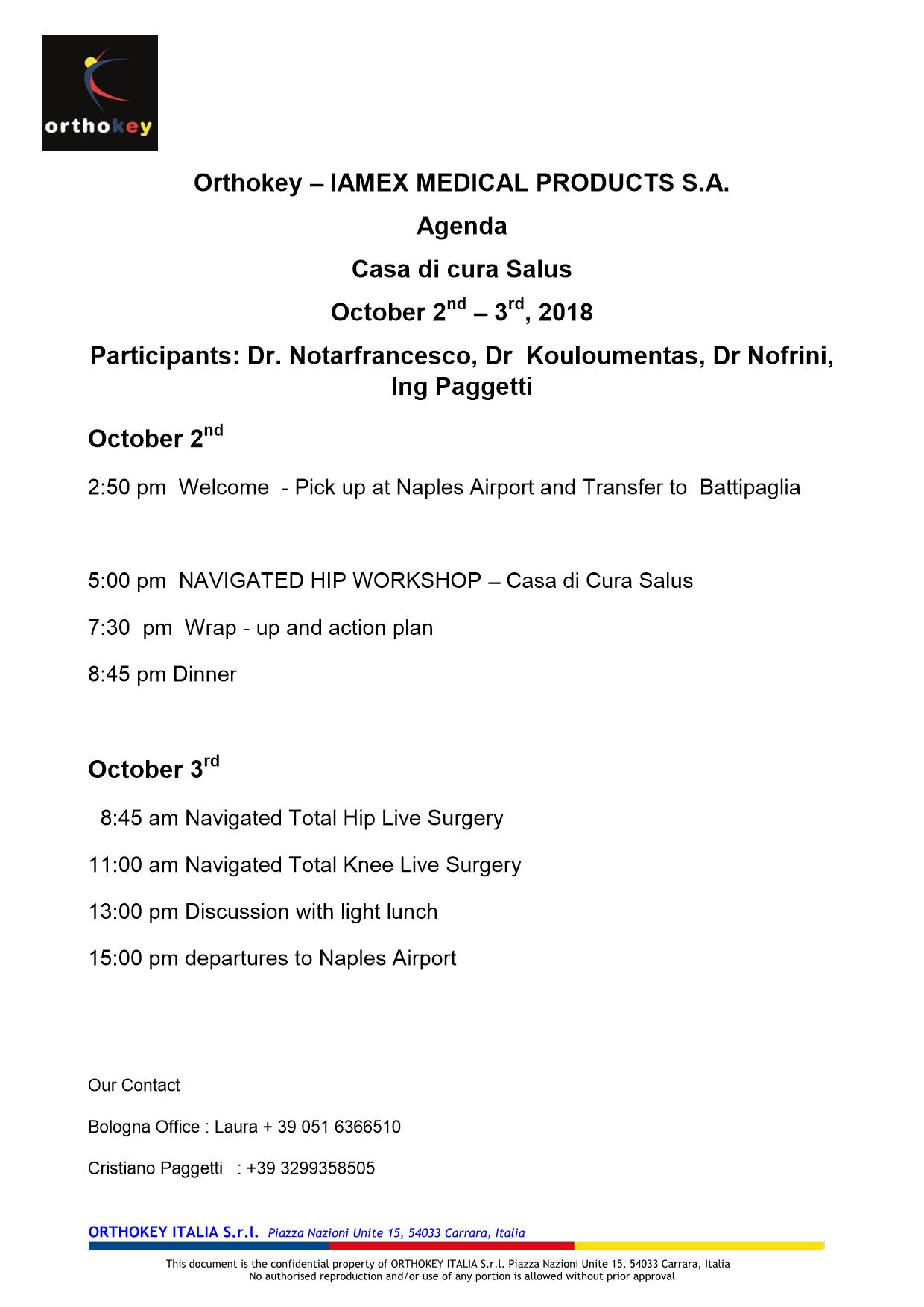 Meeting agenda October 2nd 3rd 2018